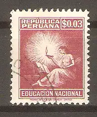 Briefmarke Peru Zwangszuschlagsmarke Mi.Nr. 35 o Förderung der Erziehung 1952 / Geänderter Druckvermerk: „Thomas de la Rue & Co., Ltd.“ #