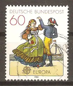 Briefmarke BRD Mi.Nr. 1097 o Europa CEPT 1981 / Folklore - Tanzpaar in friesischer Tracht #