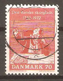 Briefmarke Dänemark Mi.Nr. 530 o 250 Jahre Dänische Bühnen 1972 / Szene aus „Der politisierende Kannengießer“ #