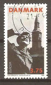 Briefmarke Dänemark Mi.Nr. 1100 o Europa CEPT 1995 - Frieden und Freiheit / General Montgomery auf dem Rathausplatz in Kopenhagen #