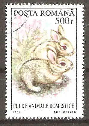 Briefmarke Rumänien Mi.Nr. 5059 o Junge Haustiere 1994 / Kaninchen #