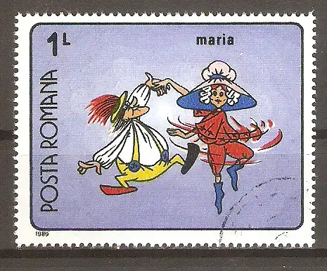 Briefmarke Rumänien Mi.Nr. 4560 o Rumänische Zeichentrickfilme 1989 / Marias Abenteuer #