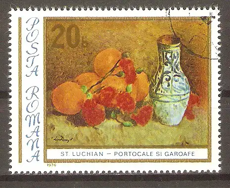 Briefmarke Rumänien Mi.Nr. 3382 o Blumengemälde 1976 / "Orangen und Nelken" von Ștefan Luchian #
