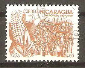 Briefmarke Nicaragua Mi.Nr. 2451 o Landwirtschaftsreform 1983 / Mais & Maisfeld #