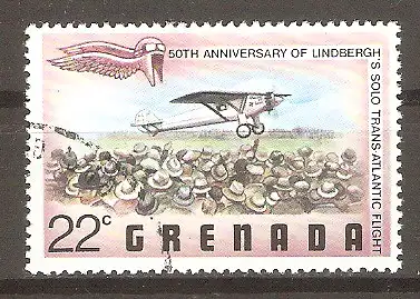 Briefmarke Grenada Mi.Nr. 875 o Geschichte der Luftfahrt 1978 / Lindberghs Ankunft in Frankreich #