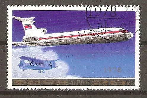 Briefmarke Korea-Nord Mi.Nr. 1785 o Verkehrsflugzeuge 1978 / Tupolew Tu 154 #