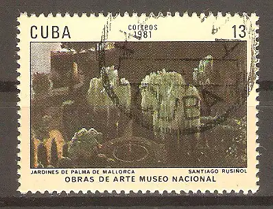 Briefmarke Cuba Mi.Nr. 2531 o Gemälde im Nationalmuseum 1981 / Rusiñol Prats "Gärten von Palma de Mallorca" #