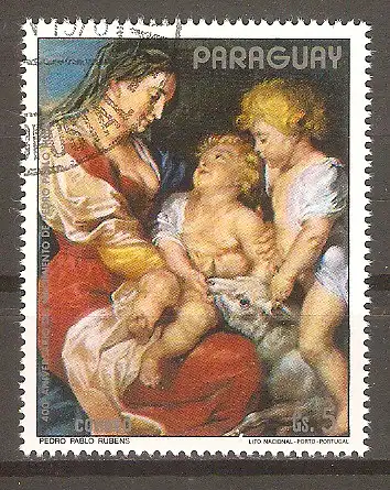 Briefmarke Paraguay Mi.Nr. 3002 o 400. Geburtstag von Peter Paul Rubens 1978 / Maria und Elisabeth mit Johannes und Jesus #
