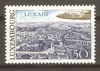 Briefmarke Luxemburg Mi.Nr. 777 ** Landschaften 1968 / Stadtbild Luxemburgs & Flugzeug der Luftfahrtgesellschaft Luxair #