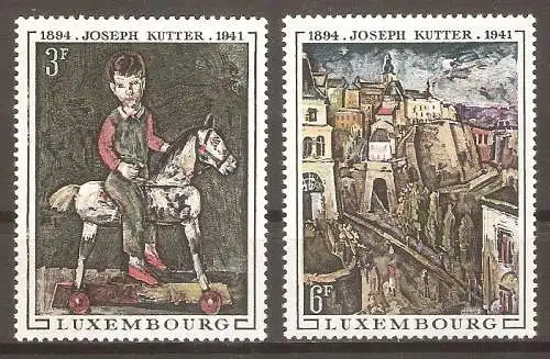 Briefmarke Luxemburg Mi.Nr. 790-791 ** 75. Geburtstag von Joseph Kutter 1969 / Gemälde "Holzpferd" & "Luxemburg" / Kompletter Satz ! #