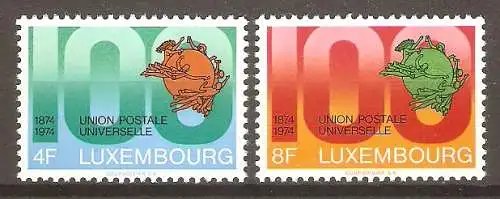 Briefmarke Luxemburg Mi.Nr. 889-890 ** 100 Jahre Weltpostverein (UPU) 1974 / UPU-Emblem / Kompletter Satz ! #