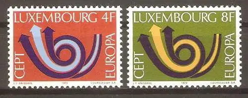 Briefmarke Luxemburg Mi.Nr. 862-863 ** Europa CEPT 1973 / Stilisiertes Posthorn / Kompletter Satz ! #