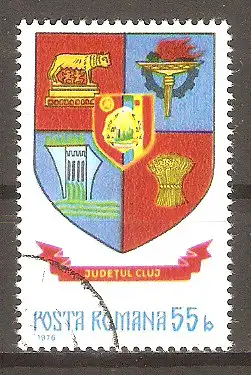 Briefmarke Rumänien Mi.Nr. 3400 o Wappen der Kreise 1976 / Cluj (Klausenburg) #