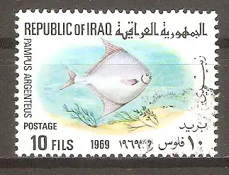Briefmarke Irak Mi.Nr. 550 o Fische 1969 / Silberne Pampel (Pampus argentus) #