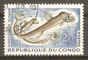 Briefmarke Kongo-Brazzaville Mi.Nr. 15 o Tiere der Tiefsee 1961 / Viperfisch (Chauliodus sloani) #