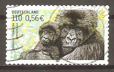 Briefmarke BRD Mi.Nr. 2204 o Bedrohte Tierarten 2001 / Berggorilla (Gorilla gorilla beringei) #