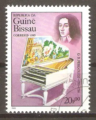 Briefmarke Guinea-Bissau Mi.Nr. 868 o Internationales Jahr der Musik 1985 / Giovanni Battista Pergolesi #