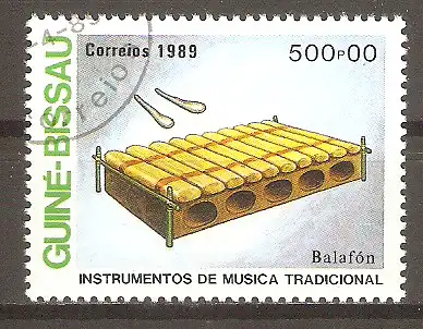 Briefmarke Guinea-Bissau Mi.Nr. 1015 o Musikinstrumente 1989 / Balafón #
