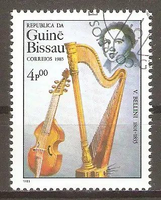 Briefmarke Guinea-Bissau Mi.Nr. 864 o Internationales Jahr der Musik 1985 / Vincenzo Bellini #