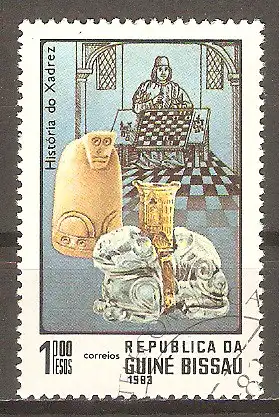 Briefmarke Guinea-Bissau Mi.Nr. 674 o Schach 1983 / Schachfiguren #