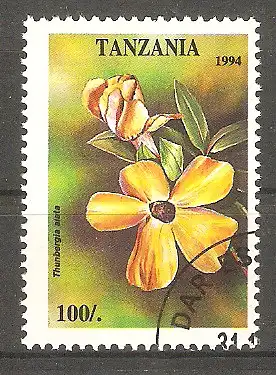 Briefmarke Tanzania Mi.Nr. 1881 o Tropische Blumen 1994 / Schwarzäugige Susanne (Thunbergia alata) #