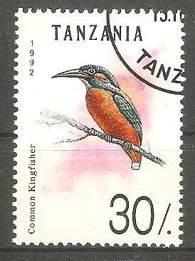 Briefmarke Tanzania Mi.Nr. 1319 o Vögel 1992 / Bengaleneisvogel #