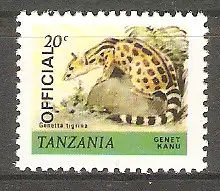 Briefmarke Tanzania Dienstmarke Mi.Nr. 29 ** Tiere 1980 #