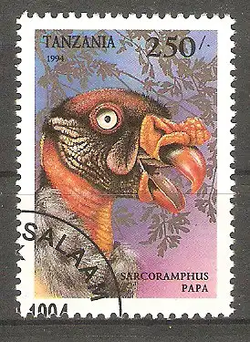 Briefmarke Tanzania Mi.Nr. 1859 o Raubvögel 1994 / Königsgeier (Sarcoramphus papa) #