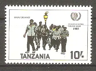 Briefmarke Tanzania Mi.Nr. 290 ** Internationales Jahr der Jugend 1986 / Fackellauf #
