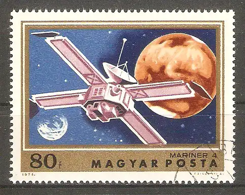 Briefmarke Ungarn Mi.Nr. 2933 A o Ergebnisse der Marsforschung 1974 / Mariner-4 #