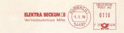 Freistempel F29 0236 Korbach - ELEKTRA BECKUM - Vertriebszentrum Mitte (#2737)