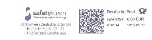 Freistempel 1D13001077 Bad Oeynhausen - Safety-Kleen Deutschland GmbH / safeteykleen - Teilereinigung beginnt mit uns! (#2944)