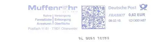 Freistempel 1D13001487 Ottersweier - Muffenrohr seit 1912 - Rohre Formstücke Armaturen Versorgung Entsorgung Oberfläche (#3028)