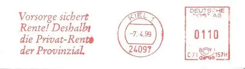 Freistempel C71 157H Kiel - Vorsorge sichert Rente! Deshalb die Privat-Rente der Provinzial. (#3034)