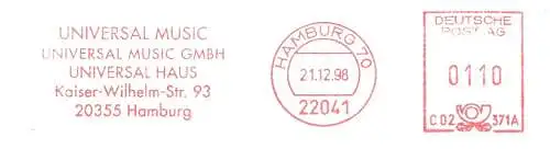 Freistempel C02 371A Hamburg - UNIVERSAL MUSIC - UNIVERSAL MUSIC GMBH - UNIVERSAL HAUS (#3062)