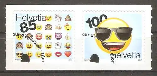 Briefmarke Schweiz MiNr. 2503-2504 o Emojis 2017 / Kompletter Satz ! #