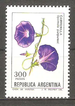 Briefmarke Argentinien Mi.Nr. 1559 y ** Blumen Argentiniens 1982 / Purpur-Prunkwinde (Ipomoea purpurea) #