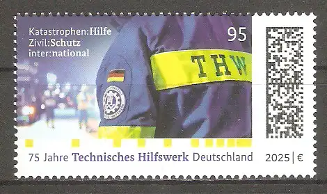 Briefmarke BRD Mi.Nr. 3922 ** 75 Jahre THW 2025 / Technisches Hilfswerk #