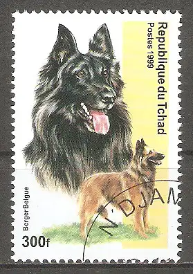 Briefmarke Tschad Mi.Nr. ---- o Belgischer Schäferhund #