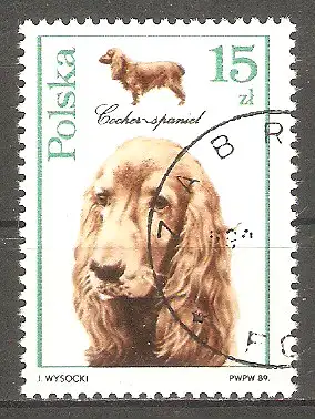Briefmarke Polen Mi.Nr. 3198 o Hunde 1989 / Cocker-Spaniel #
