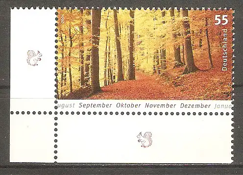 Briefmarke BRD Mi.Nr. 2564 ** BOGENECKE u.l. Herbst 2006 / Herbstlicher Buchenwald #