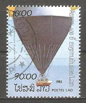 Briefmarke Laos Mi.Nr. 653 o 200 Jahre Luftfahrt 1983 / Ballon „Double Eagle II“ #