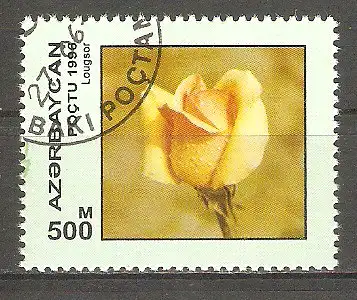 Briefmarke Aserbaidschan Mi.Nr. 326 o Rosenzüchtungen 1996 / Rose „Luxor“ #