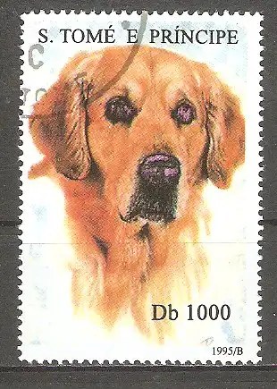 Briefmarke Sao Tome & Principe Mi.Nr. 1577 o Hunde und Katzen 1995 / Golden Retriever #