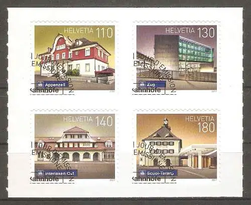 Briefmarke Schweiz MiNr. 2505-2508 o Schweizer Bahnhöfe 2017 / Kompletter Satz ! #