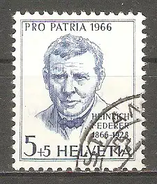 Briefmarke Schweiz Mi.Nr. 836 o Pro Patria 1966 / 100. Geburtstag von Heinrich Federer - Schriftsteller #