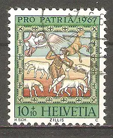 Briefmarke Schweiz Mi.Nr. 854 o Pro Patria 1967 / Deckengemälde "Verkündigung an die Hirten" #