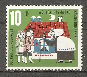 Briefmarke BRD Mi.Nr. 370 ** Wohlfahrt 1961 / Märchen der Brüder Grimm „Hänsel und Gretel“ #