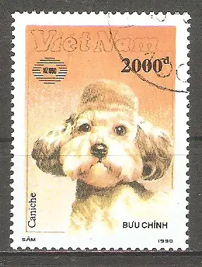 Briefmarke Vietnam Mi.Nr. 2173 o Hunde 1990 / Pudel #