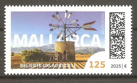 Briefmarke BRD Mi.Nr. 3909 ** Beliebte Urlaubsziele der Deutschen 2025 / Alte Windmühle auf Mallorca #